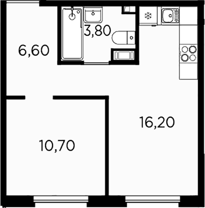 Планировка — PLUS Пулковский, 2-комн., 37 м²