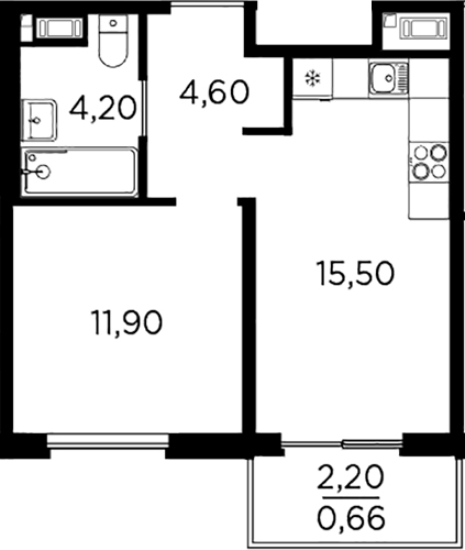 Планировка — PLUS Пулковский, 2-комн., 36 м²