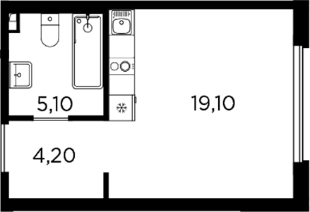 Планировка — PLUS Пулковский, Студия, 28 м²