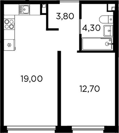 Планировка — PLUS Пулковский, 2-комн., 40 м²