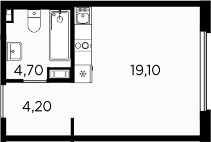 Планировка — PLUS Пулковский, Студия, 28 м²