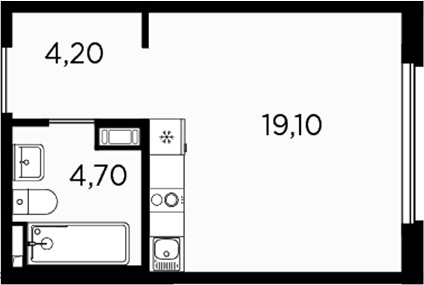 Планировка — PLUS Пулковский, Студия, 28 м²