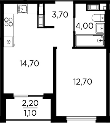 Планировка — PLUS Пулковский, 1-комн., 35 м²