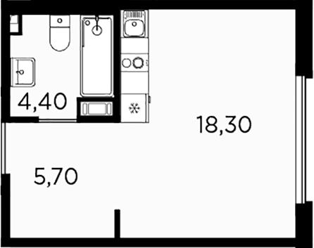 Планировка — PLUS Пулковский, Студия, 28 м²