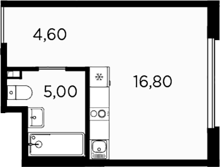 Планировка — PLUS Пулковский, Студия, 26 м²