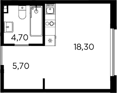Планировка — PLUS Пулковский, Студия, 29 м²