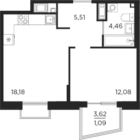 Планировка — RESPECT, 2-комн., 40 м²