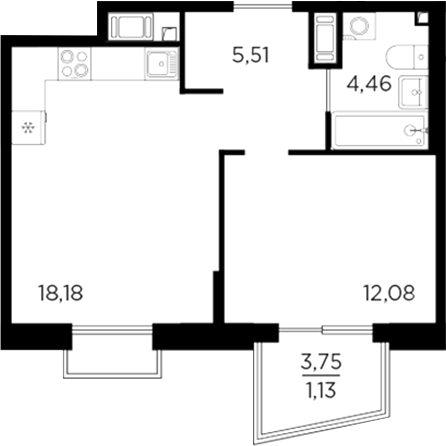 Планировка — RESPECT, 2-комн., 40 м²