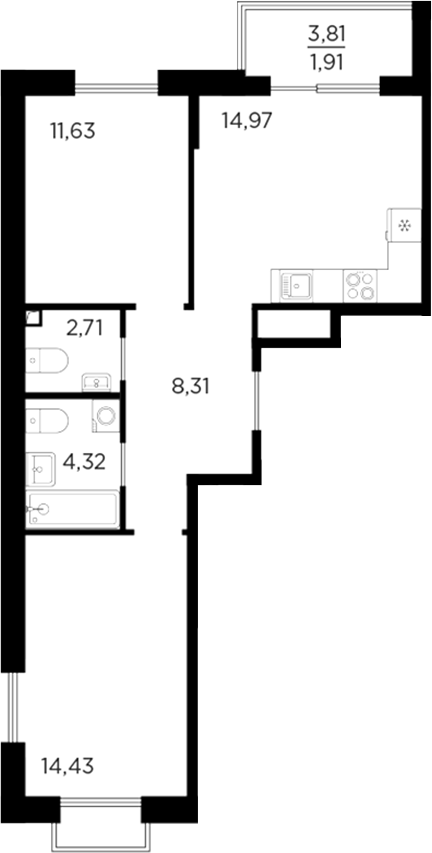 Планировка — RESPECT, 2-комн., 56 м²