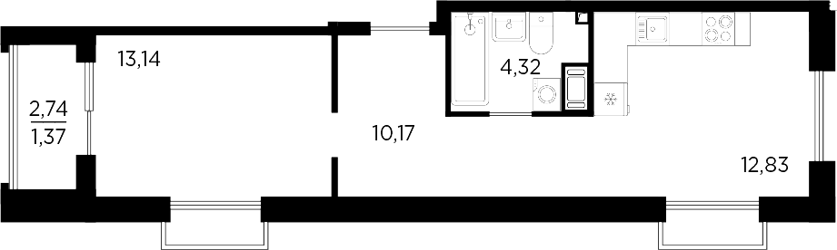 Планировка — RESPECT, 1-комн., 40 м²