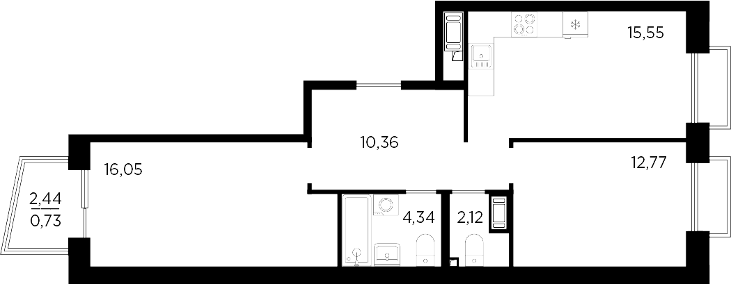 Планировка — RESPECT, 3-комн., 61 м²