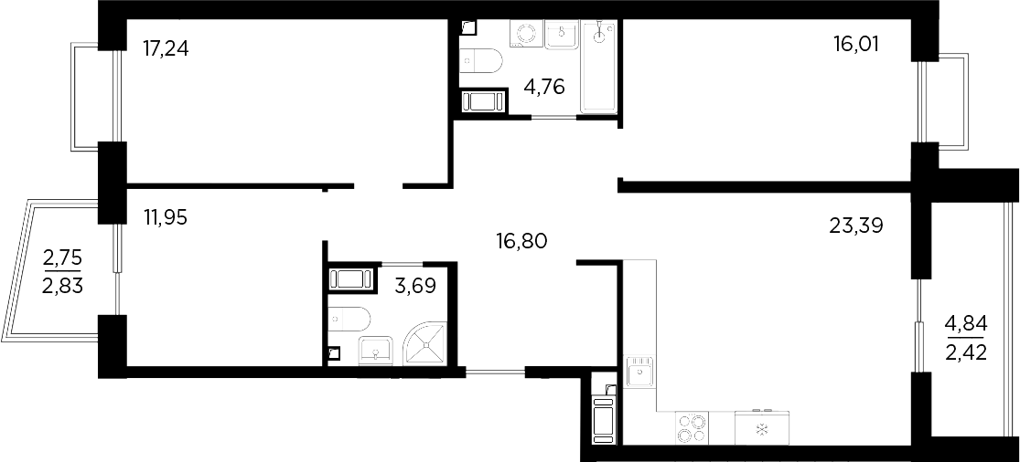 Планировка — RESPECT, 4-комн., 94 м²
