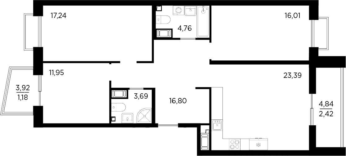 Планировка — RESPECT, 4-комн., 94 м²