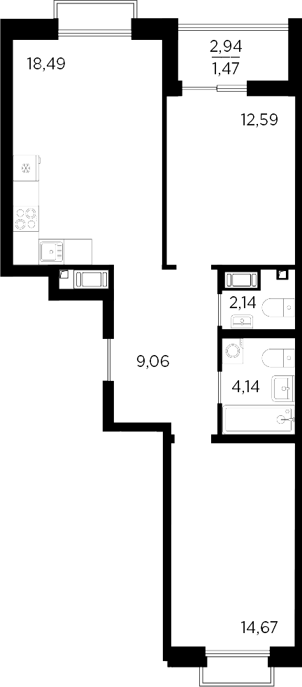 Планировка — RESPECT, 3-комн., 61 м²