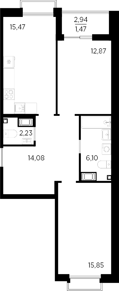 Планировка — RESPECT, 3-комн., 67 м²