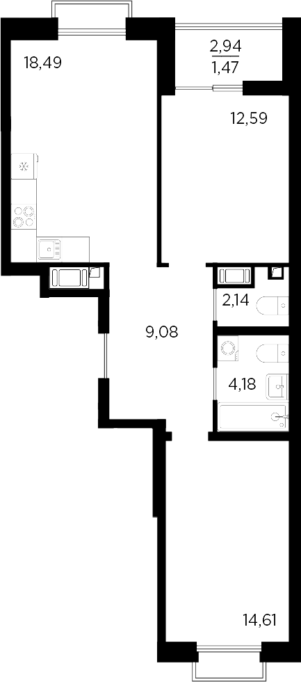 Планировка — RESPECT, 3-комн., 61 м²