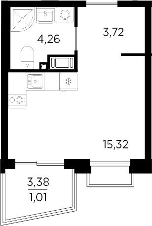 Планировка — RESPECT, Студия, 23 м²