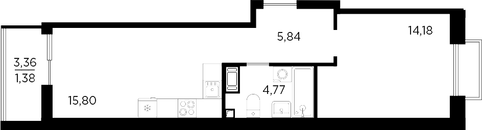 Планировка — RESPECT, 2-комн., 41 м²