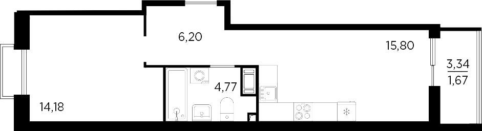 Планировка — RESPECT, 2-комн., 41 м²