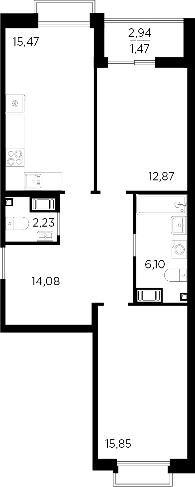 Планировка — RESPECT, 3-комн., 67 м²