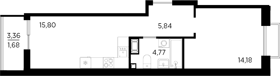 Планировка — RESPECT, 2-комн., 41 м²