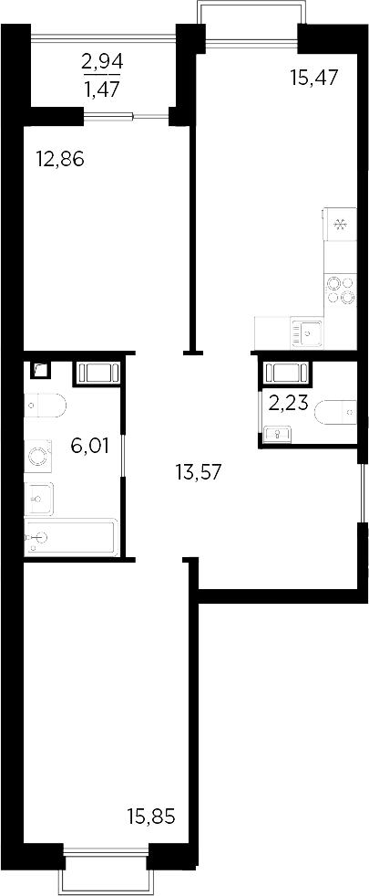 Планировка — RESPECT, 3-комн., 66 м²