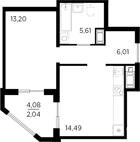 Планировка — RESPECT, 1-комн., 39 м²
