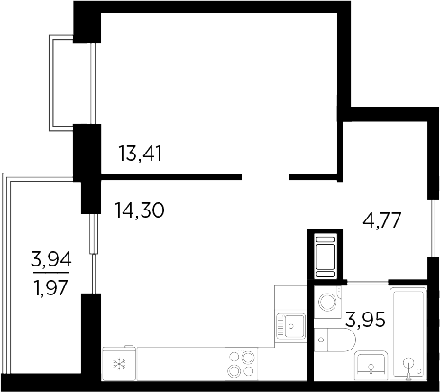 Планировка — RESPECT, 1-комн., 36 м²