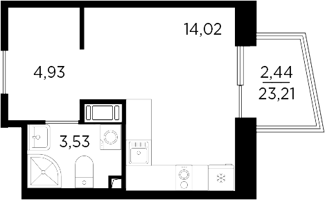 Планировка — RESPECT, Студия, 22 м²