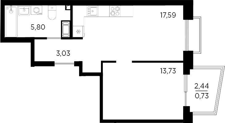 Планировка — RESPECT, 2-комн., 40 м²