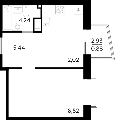 Планировка — RESPECT, 1-комн., 38 м²