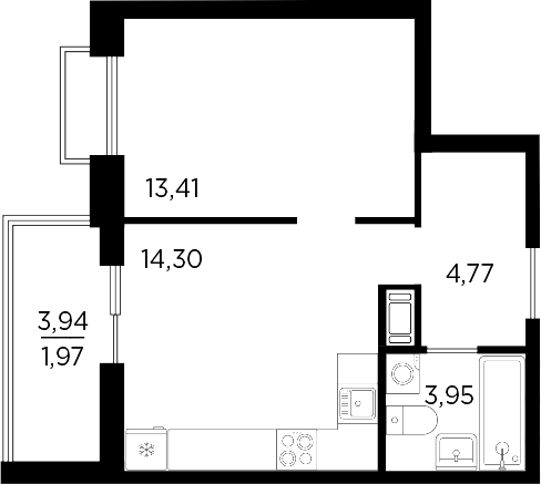 Планировка — RESPECT, 1-комн., 36 м²