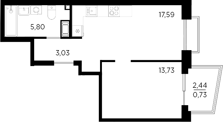 Планировка — RESPECT, 2-комн., 40 м²