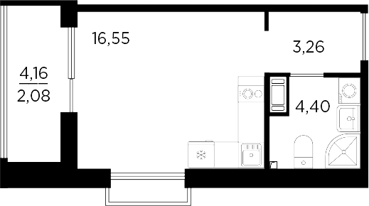 Планировка — RESPECT, Студия, 24 м²