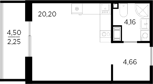 Планировка — RESPECT, Студия, 29 м²