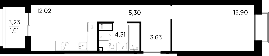 Планировка — RESPECT, 1-комн., 41 м²