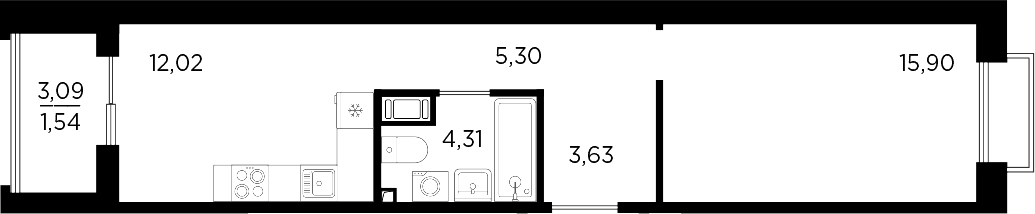 Планировка — RESPECT, 1-комн., 41 м²