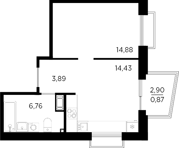 Планировка — RESPECT, 1-комн., 40 м²