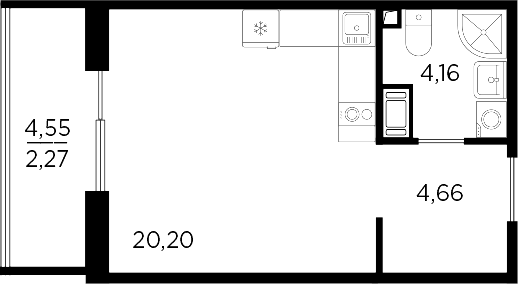 Планировка — RESPECT, Студия, 29 м²