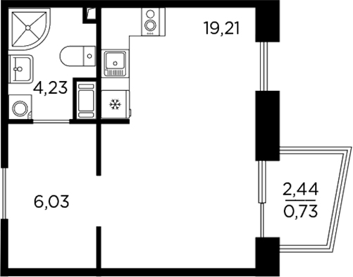 Планировка — RESPECT, Студия, 29 м²