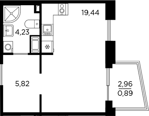 Планировка — RESPECT, Студия, 29 м²