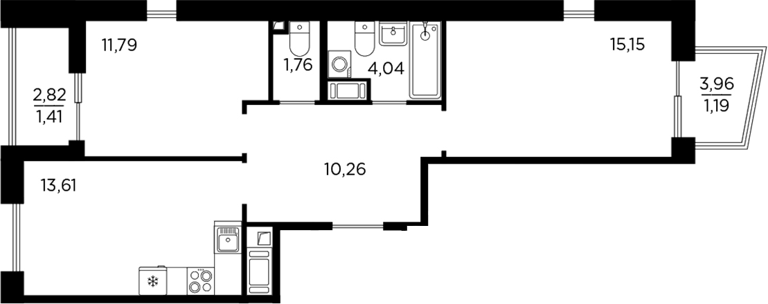 Планировка — RESPECT, 2-комн., 57 м²