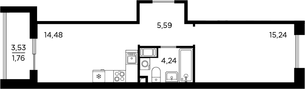 Планировка — RESPECT, 1-комн., 40 м²