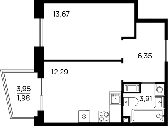 Планировка — RESPECT, 1-комн., 36 м²