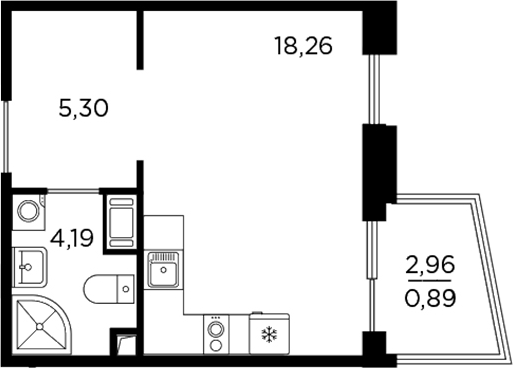 Планировка — RESPECT, Студия, 28 м²