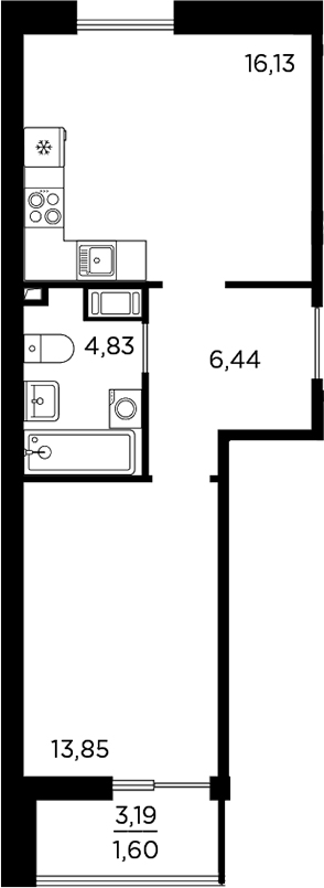 Планировка — RESPECT, 2-комн., 41 м²