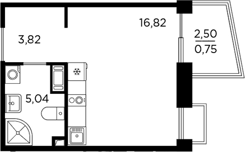 Планировка — RESPECT, Студия, 26 м²
