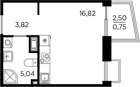 Планировка — RESPECT, Студия, 26 м²