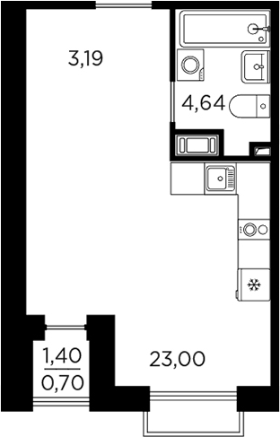 Планировка — RESPECT, Студия, 31 м²