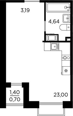 Планировка — RESPECT, Студия, 31 м²